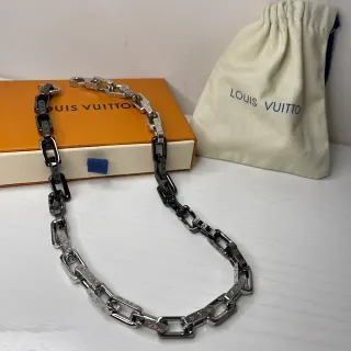 Louis Vuitton Chain Link Necklace Two-Tone Monogram Metal Necklace