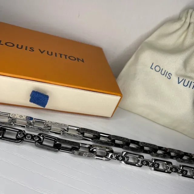 Louis Vuitton Chain Link Necklace Two-Tone Monogram Metal Necklace 3