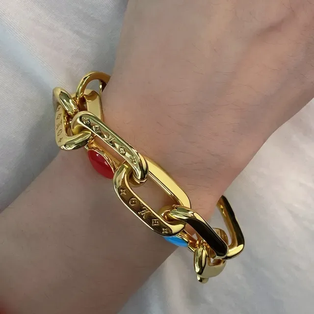 Louis Vuitton Chain Reaction Gold Multicolor Chunky Oval-Link Enamel Cabochon Accents Necklace 6