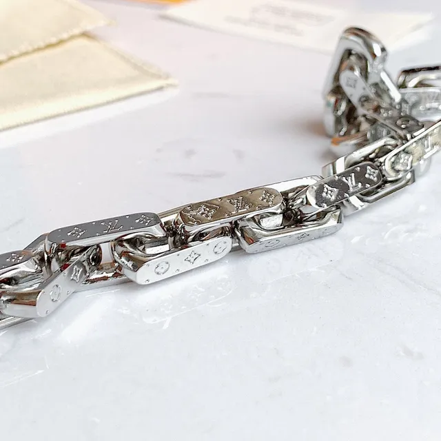 Louis Vuitton Chunky Chain-Link Engraved Monogram Bracelet 2