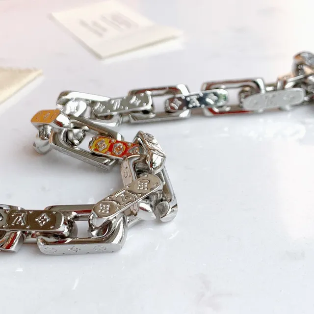 Louis Vuitton Chunky Chain-Link Engraved Monogram Bracelet 7