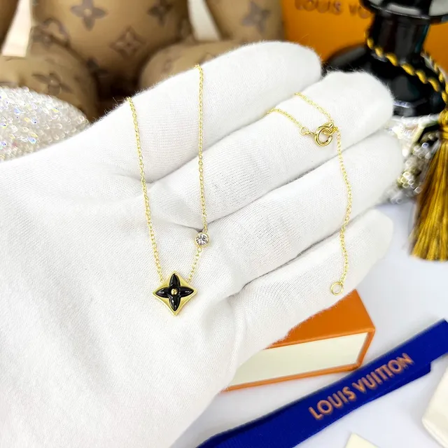 Louis Vuitton Color Blossom BB 18K Gold Black Enamel Necklace 6