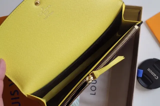 Louis Vuitton Damier Azur bege cinza xadrez tela rosa botão de pressão longo carteira 11