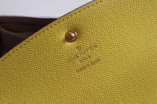 Louis Vuitton Damier Azur bege cinza xadrez tela rosa botão de pressão longo carteira 13