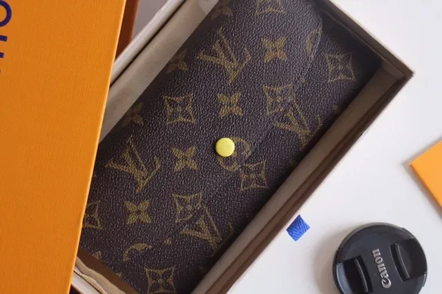 Louis Vuitton Damier Azur bege cinza xadrez tela rosa botão de pressão longo carteira 16