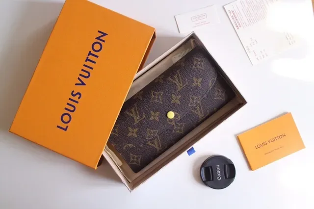 Louis Vuitton Damier Azur bege cinza xadrez tela rosa botão de pressão longo carteira 17