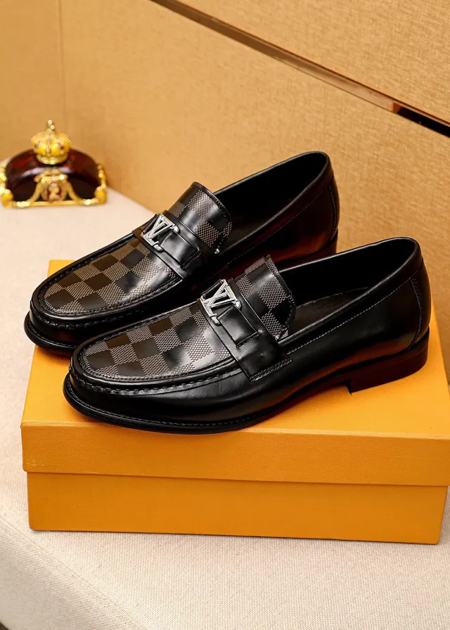 Louis Vuitton Damier Check Black Gray Patent Leather Checkered Panel Loafer 2