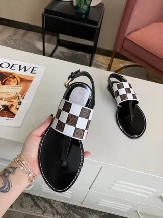Louis Vuitton Damier Check Black Multicolor Flat Thong Checkerboard Strap Casual Sandals 3