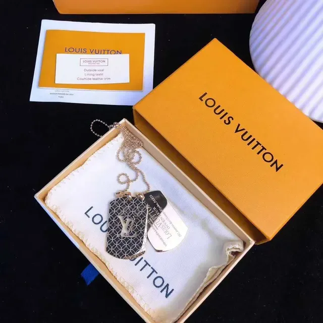 Louis Vuitton Dog Tag Gold-Tone Dual Pendant Necklace 4