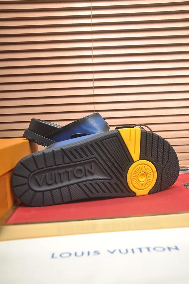 Louis Vuitton Double Buckle Slide Gradient Blue Black Slippers 2