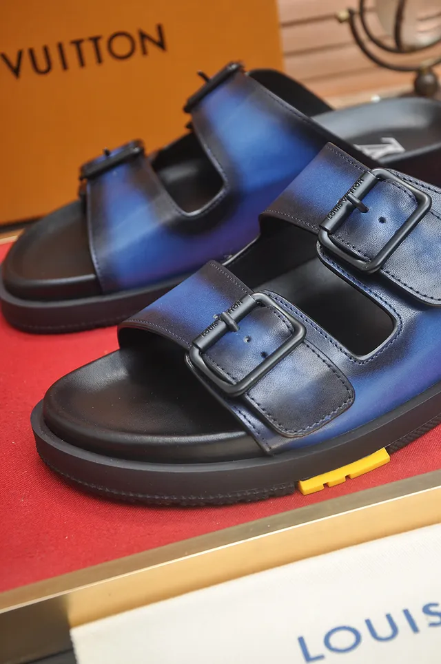 Louis Vuitton Double Buckle Slide Gradient Blue Black Slippers 3