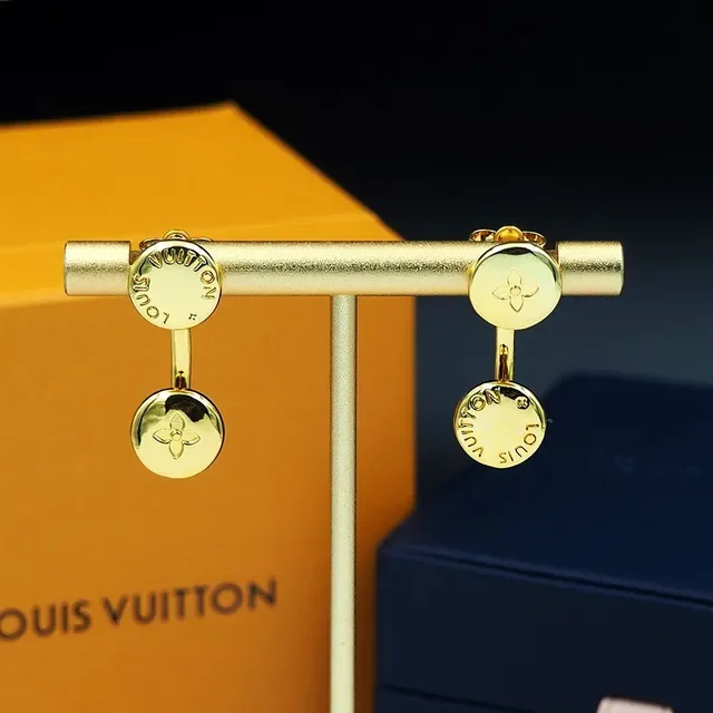 Louis Vuitton Double Disc Engraved Monogram Gold-Tone Earrings 8