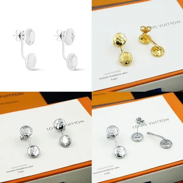 Louis Vuitton Double Disc Engraved Monogram Gold-Tone Earrings 9
