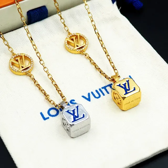 Louis Vuitton Dual-Pendant Enamel and Crystal Monogram Necklace 2