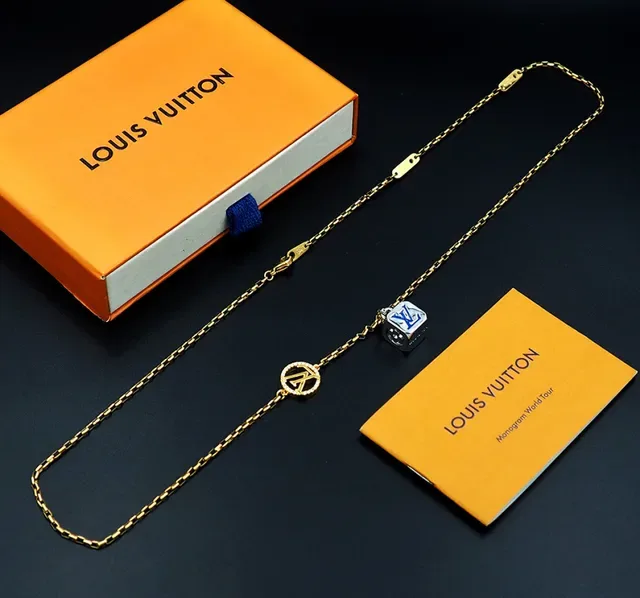 Louis Vuitton Dual-Pendant Enamel and Crystal Monogram Necklace 3