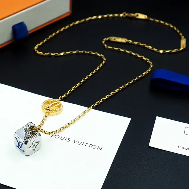 Louis Vuitton Dual-Pendant Enamel and Crystal Monogram Necklace 5