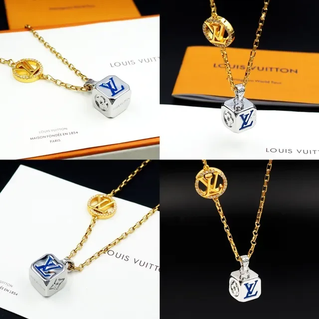 Louis Vuitton Dual-Pendant Enamel and Crystal Monogram Necklace 9