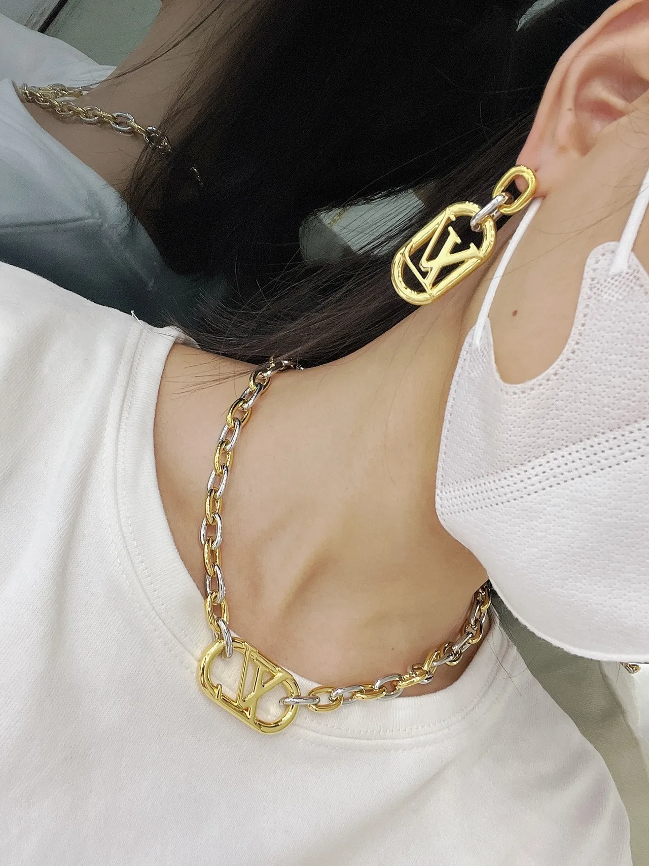 Collier à chaîne Louis Vuitton Dual-Tone LV Monogram 2