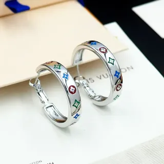 Louis Vuitton Enamel Star and Flower Hoop Earrings