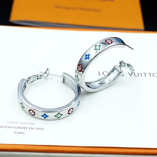 Louis Vuitton Enamel Star and Flower Hoop Earrings 2