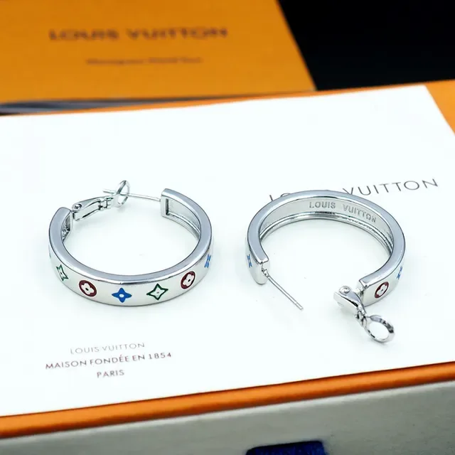 Louis Vuitton Enamel Star and Flower Hoop Earrings 4