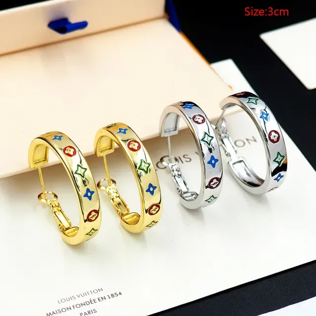 Louis Vuitton Enamel Star and Flower Hoop Earrings 5