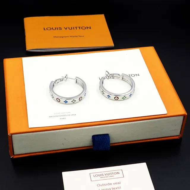 Louis Vuitton Enamel Star and Flower Hoop Earrings 6