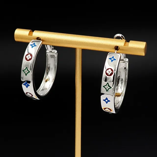 Louis Vuitton Enamel Star and Flower Hoop Earrings 8