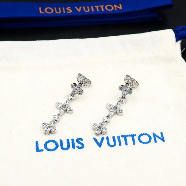 Louis Vuitton Floral Quatrefoil Crystal Dangling Earrings 8