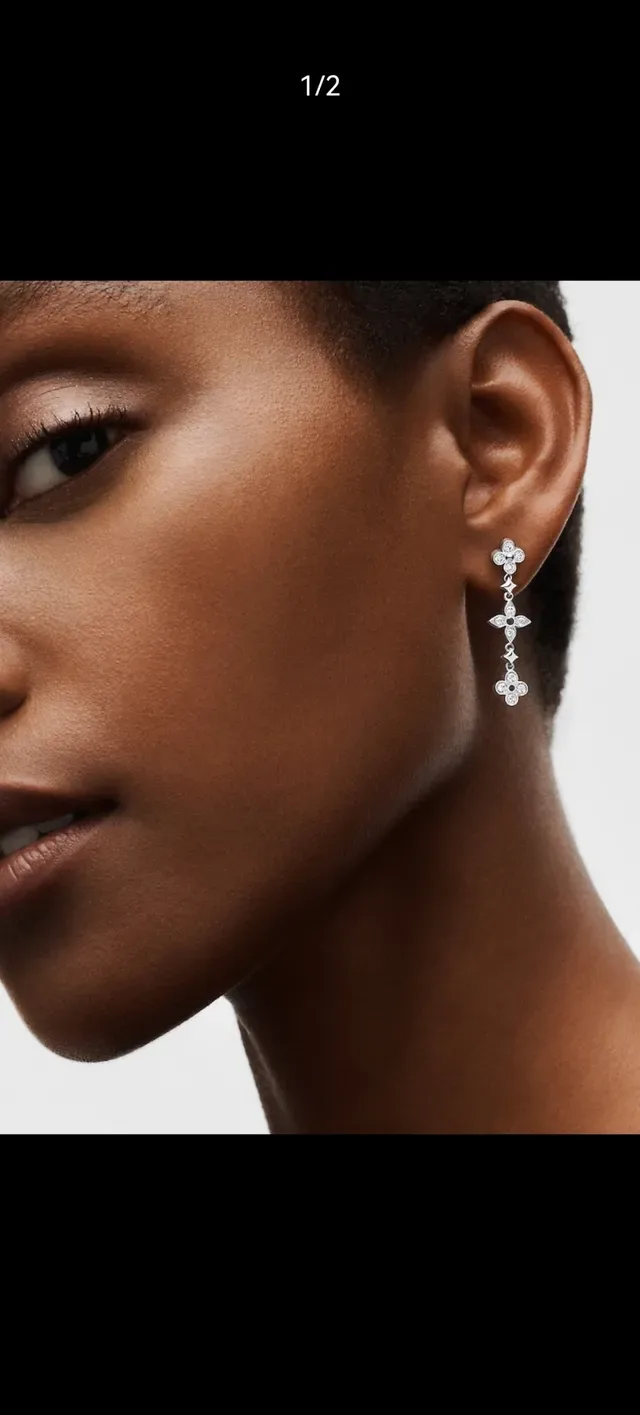 Louis Vuitton Floral Quatrefoil Crystal Dangling Earrings 12