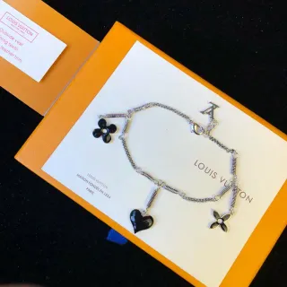 Louis Vuitton Flor e Coração Charme Silver-Tone Pulseira