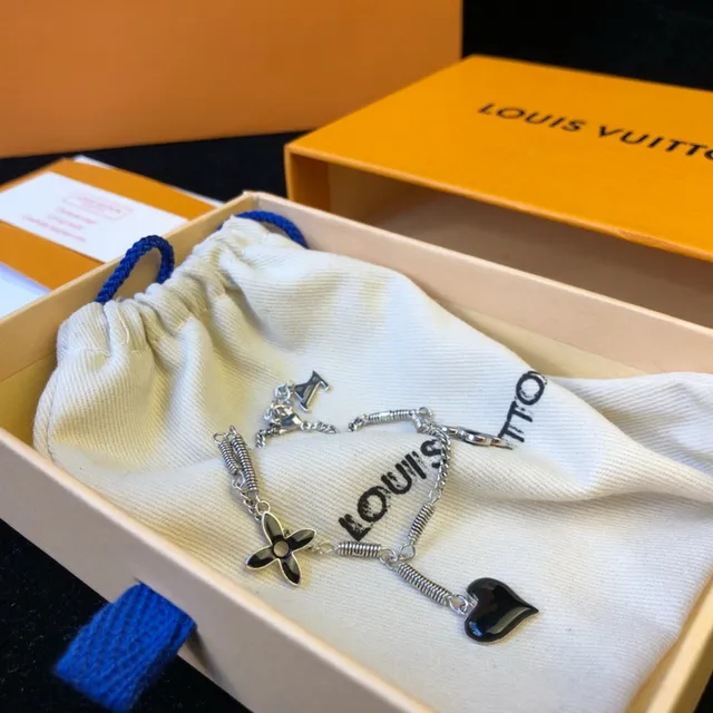 Louis Vuitton Flower and Heart Charm Silver-Tone Bracelet 4