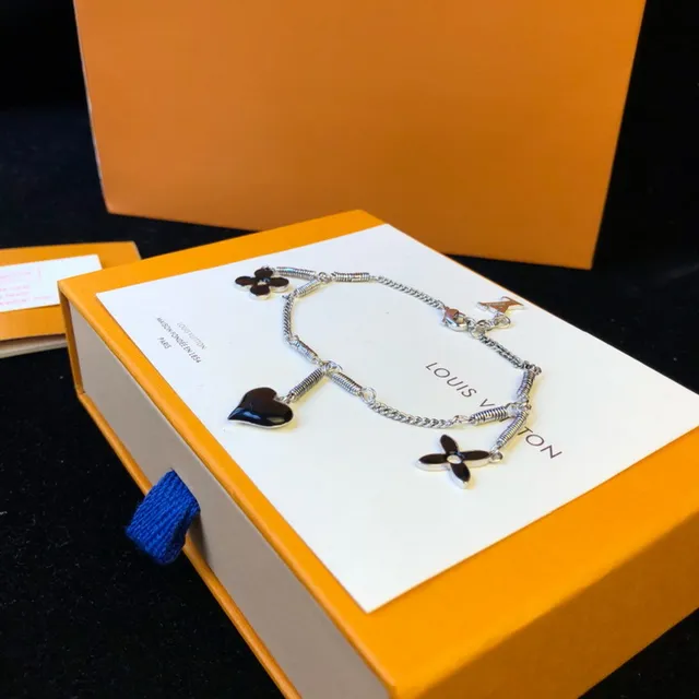 Louis Vuitton Flower and Heart Charm Silver-Tone Bracelet 5