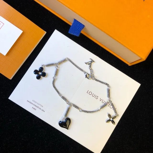 Louis Vuitton Flower and Heart Charm Silver-Tone Bracelet 7