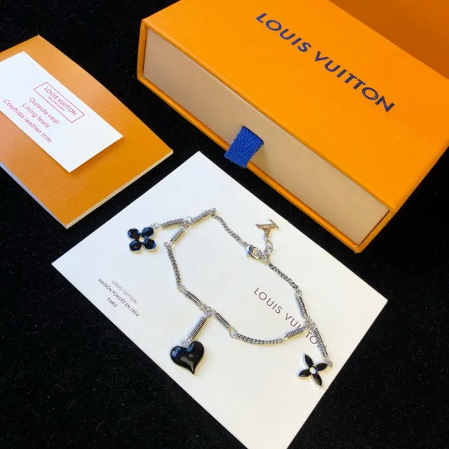 Louis Vuitton Flower and Heart Charm Silver-Tone Bracelet 9