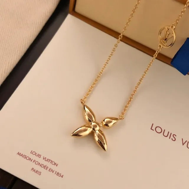 Louis Vuitton Flower Motif Gold-Tone Necklace 8
