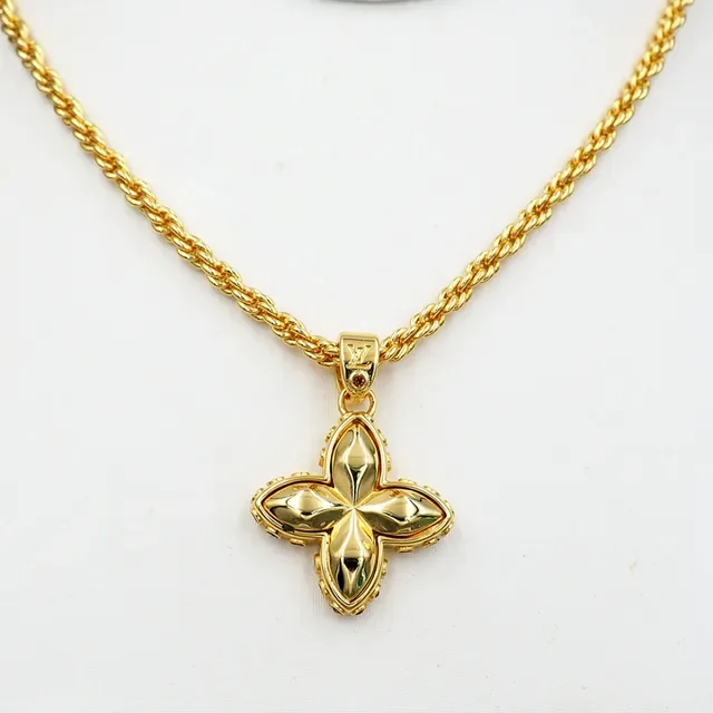 Louis Vuitton Flower Quatrefoil Gem-Accented Silver Necklace 3