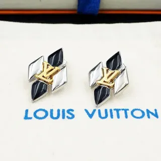Louis Vuitton Geometric Monogram Black and Silver Earrings