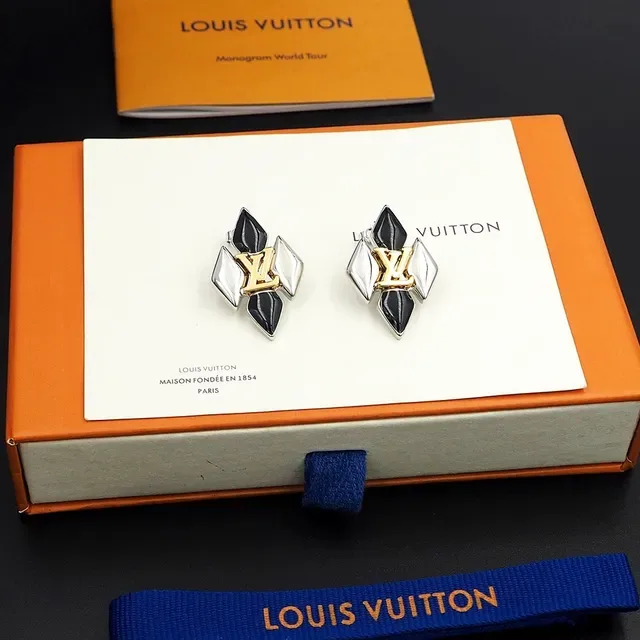 Louis Vuitton Geometric Monogram Black and Silver Earrings 2