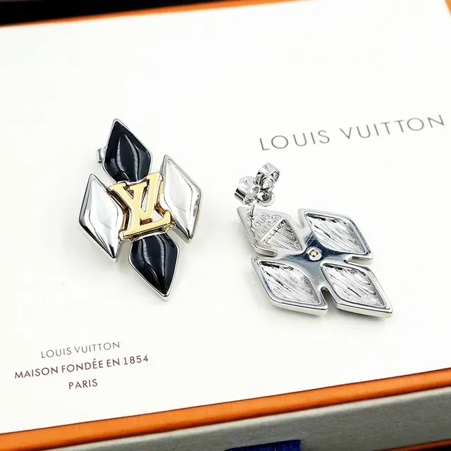 Louis Vuitton Geometric Monogram Black and Silver Earrings 4