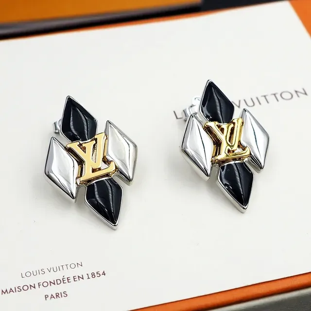 Louis Vuitton Geometric Monogram Black and Silver Earrings 8