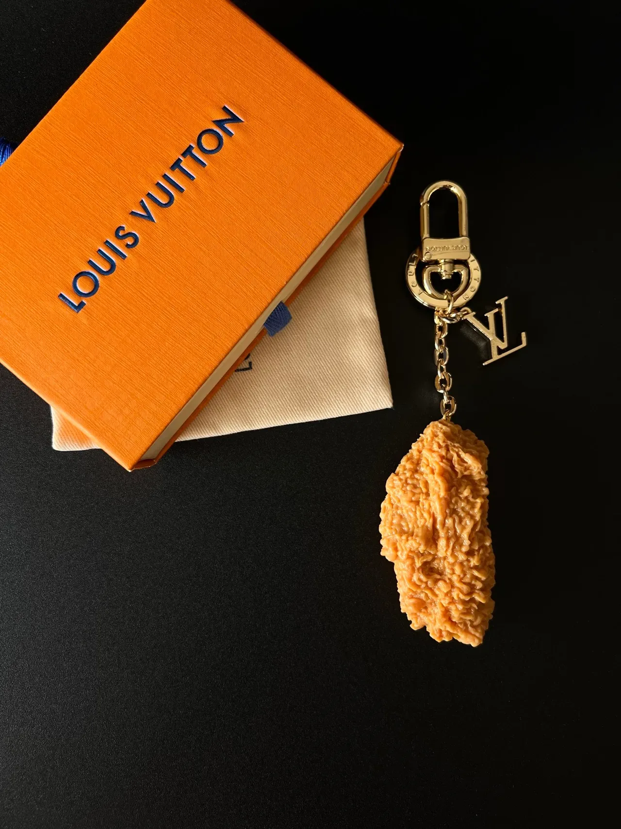 Louis Vuitton Gold Beige Hardware Fried-Chicken-Shaped Pendant Bracelet 6