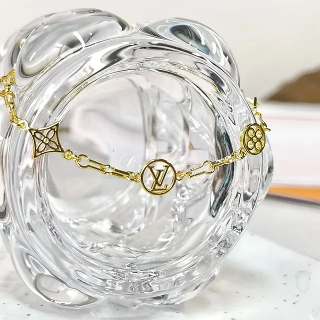 Louis Vuitton Gold Chain-Link Monogram Charms Bracelet 8
