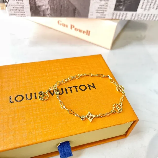 Louis Vuitton Gold Chain-Link Monogram Charms Bracelet 9