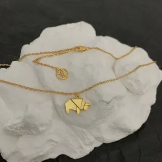 Louis Vuitton Gold Origami Animal Pendant Necklace