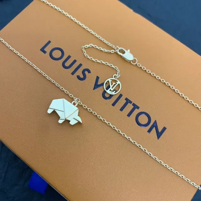 Louis Vuitton Gold Origami Animal Pendant Necklace 2
