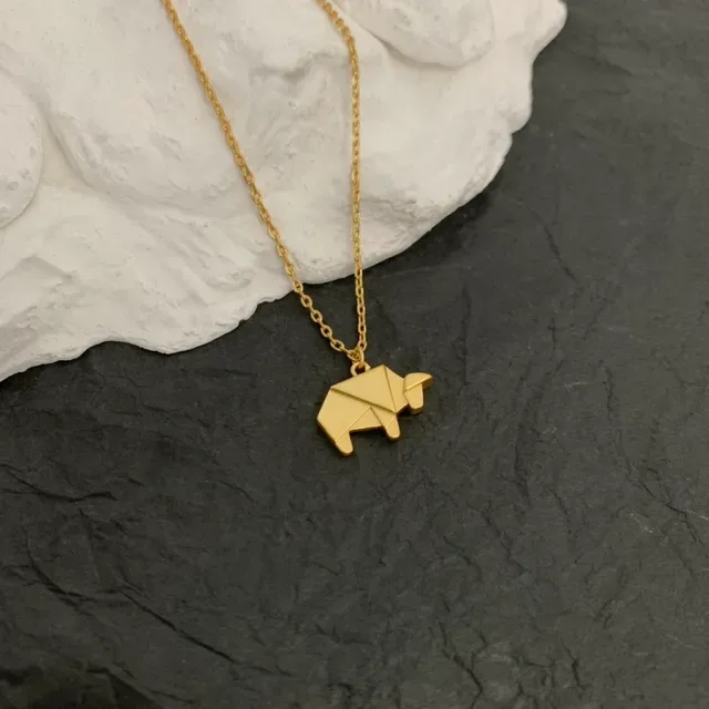 Louis Vuitton Gold Origami Animal Pendant Necklace 3
