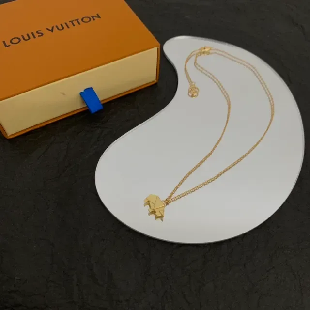 Louis Vuitton Gold Origami Animal Pendant Necklace 4