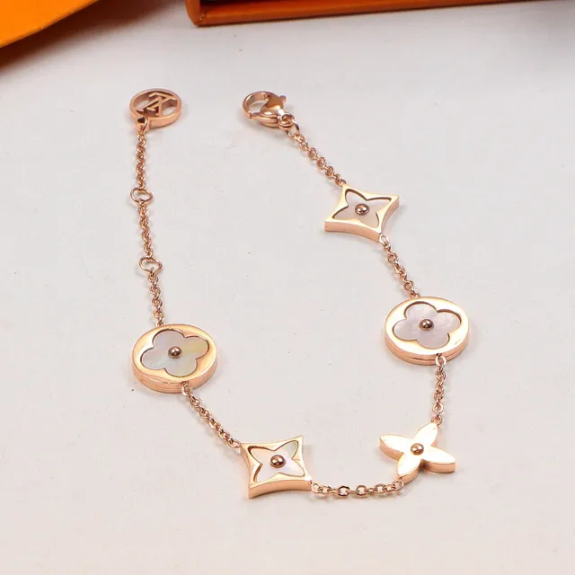 Louis Vuitton Gold Silver Chain-Link Charm Bracelet 3