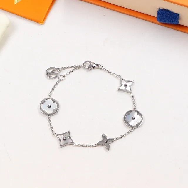 Louis Vuitton Gold Silver Chain-Link Charm Bracelet 9